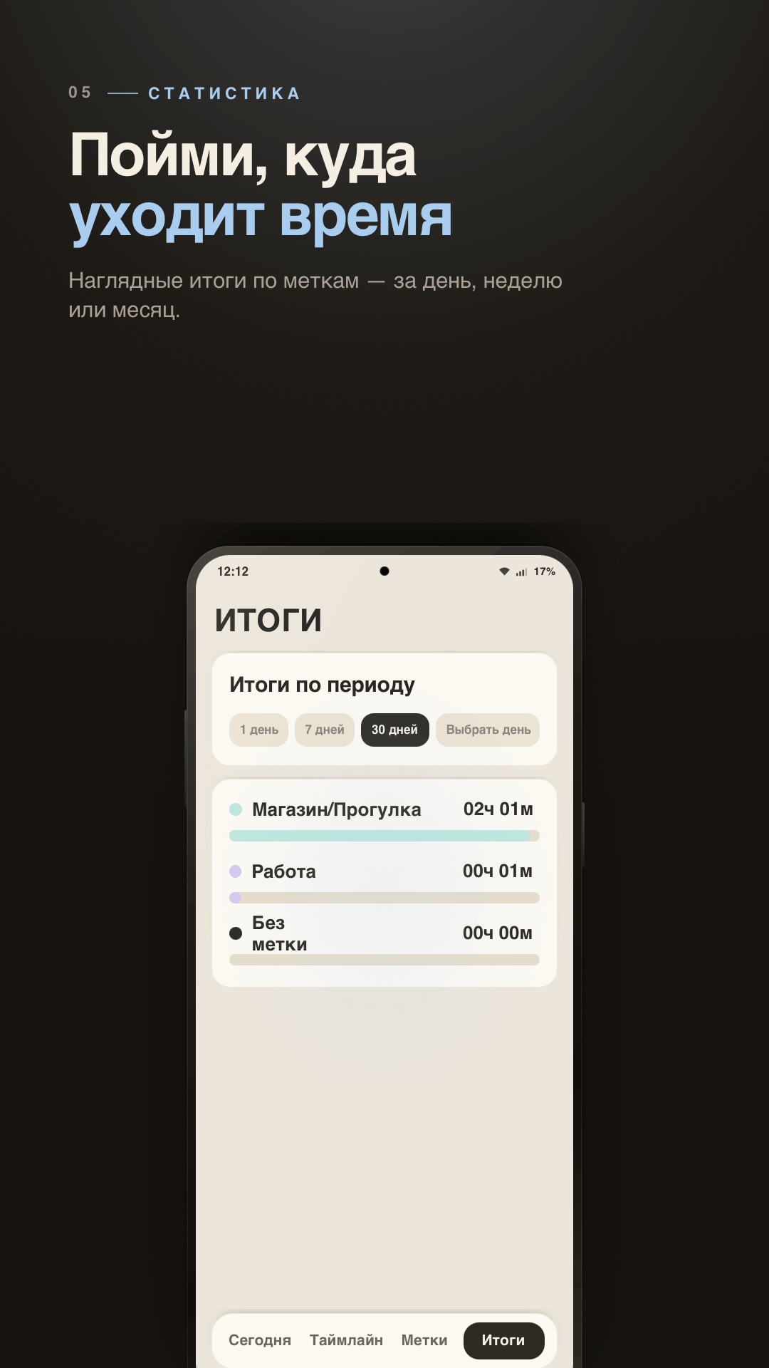 FlowTimer promotional statistics screen
